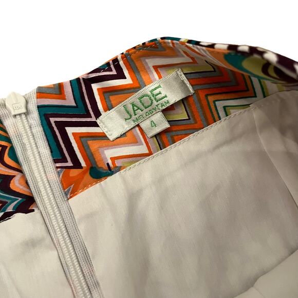Jade NEW  Satin Mixed Polka Dot & Chevron Print Pencil Skirt 4 - Picture 5 of 5
